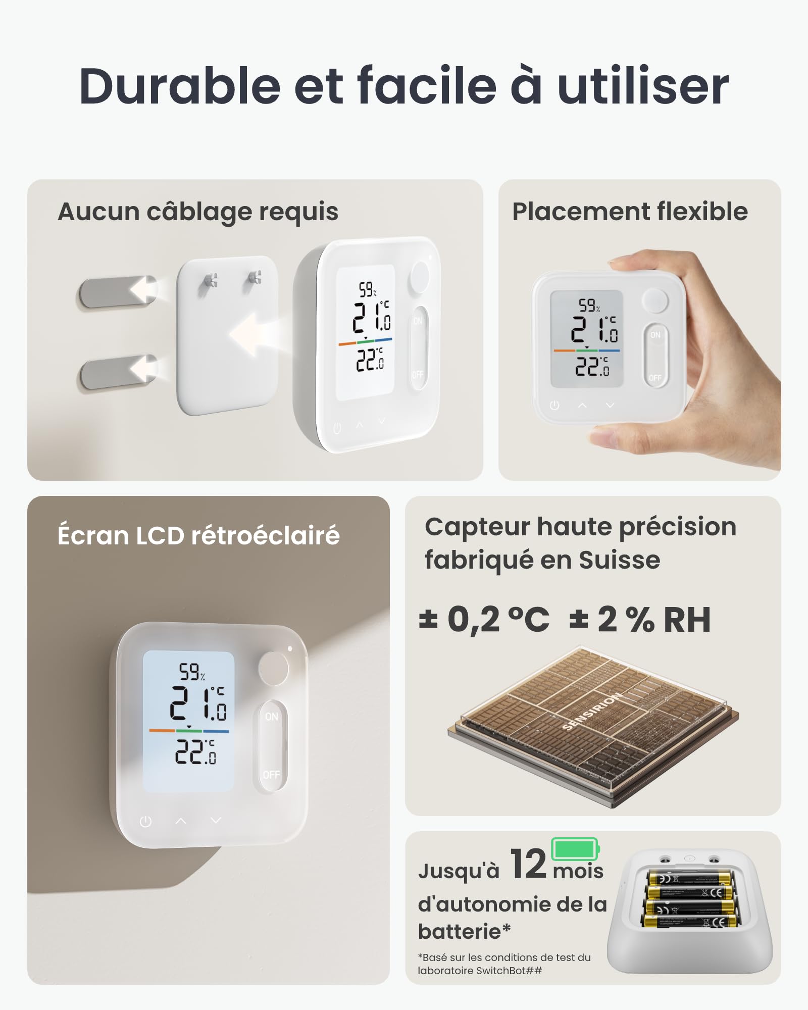 SwitchBot Panneau de contrôle du climat intérieur, thermohygromètre intégré, optimise la régulation des vannes des radiateurs, économie d'énergie et de coûts. Compatible avec Apple Home et Home