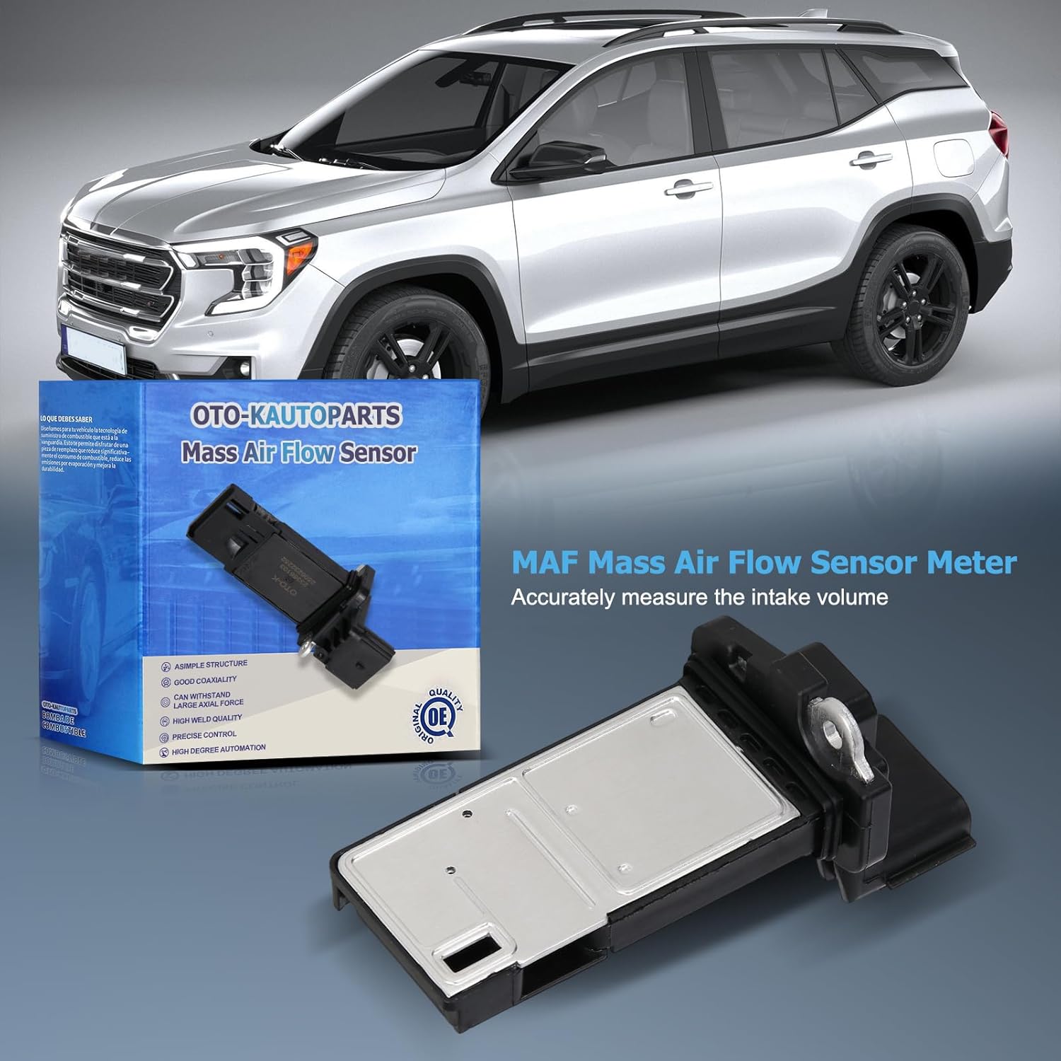 OTO-K Mass Air Flow Sensor MAF Compatible with Chevy Equinox Malibu GMC Terrain 2016 2017 2018 2019 2020 2021 2022 1.5L 4L,Replaces # 23366103