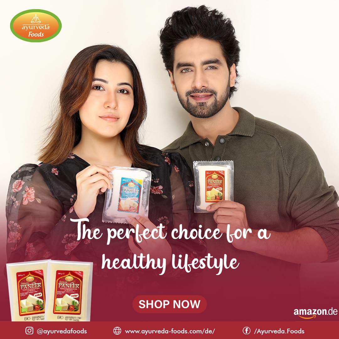 Ayurveda Foods - Bio Paneer (Panir) Käse Natur 6er Set à 200g Vegetarisch Organic, frei von Konservierungsstoffen oder künstlichen Aromen 100% aus Bio-Milch