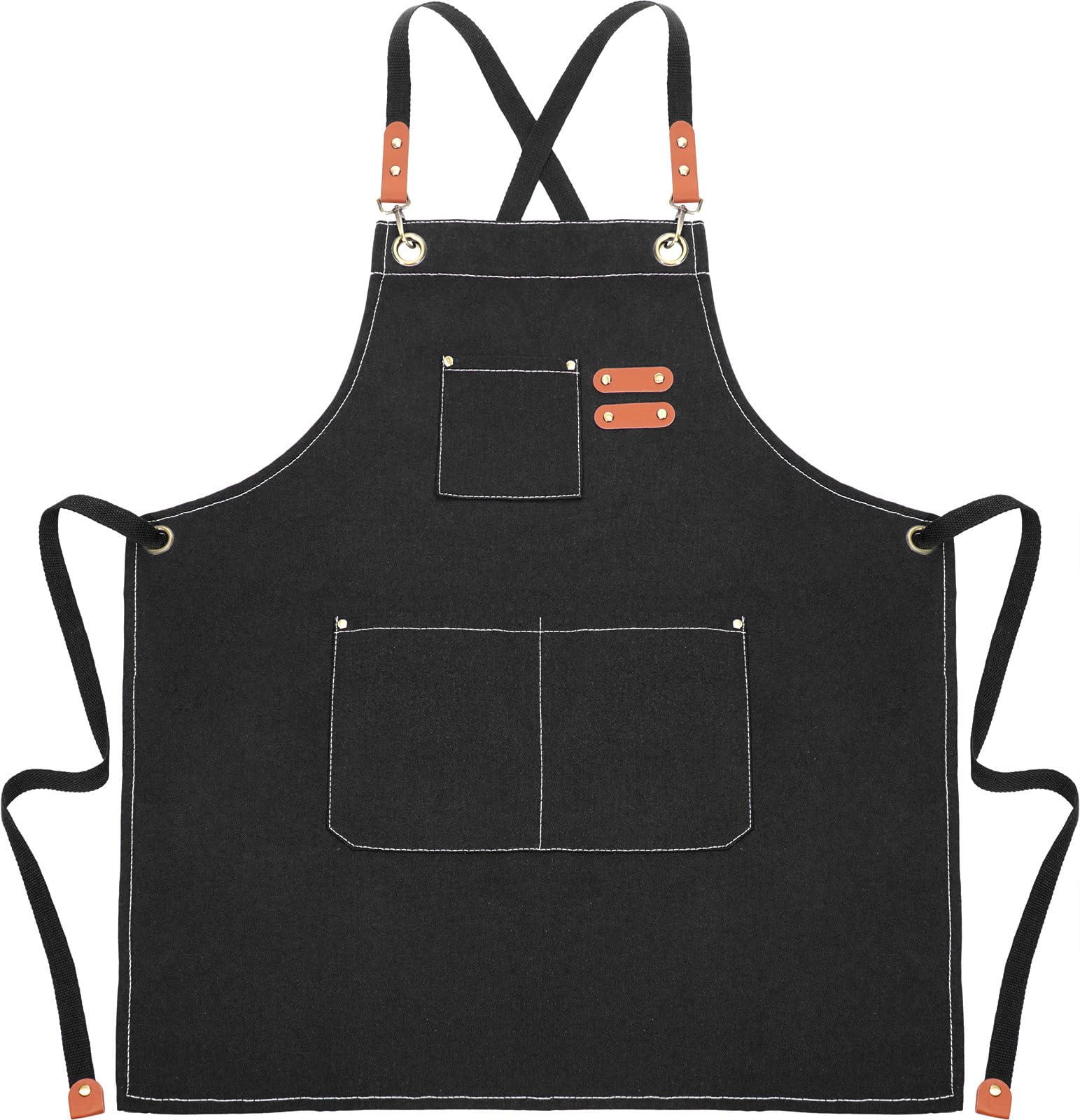 Liutufy Canvas Apron for Men Women Heavy Duty Chef Apron Adjustable