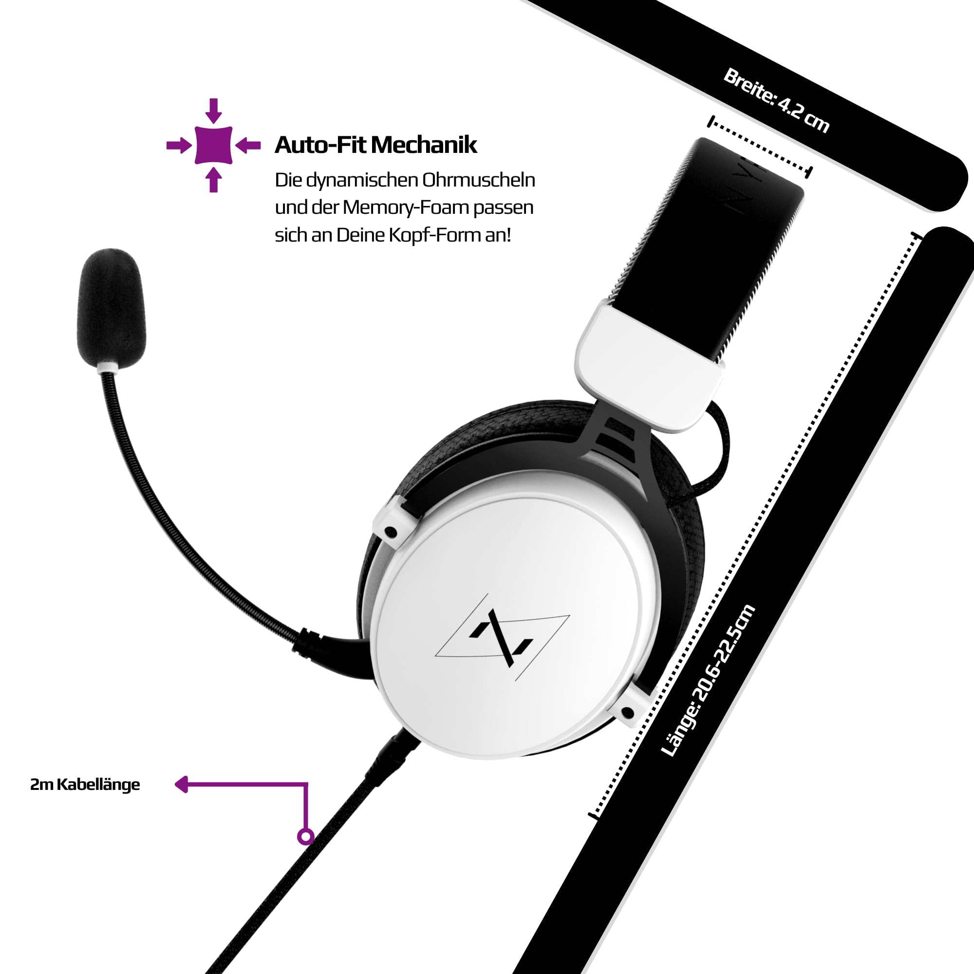 Nyfter - Premium zestaw słuchawkowy gamingowy 02/2024 Surround Sound Earpad z pianką memory do gier PC, Xbox, telefonów, PS, Switch, Xbox.