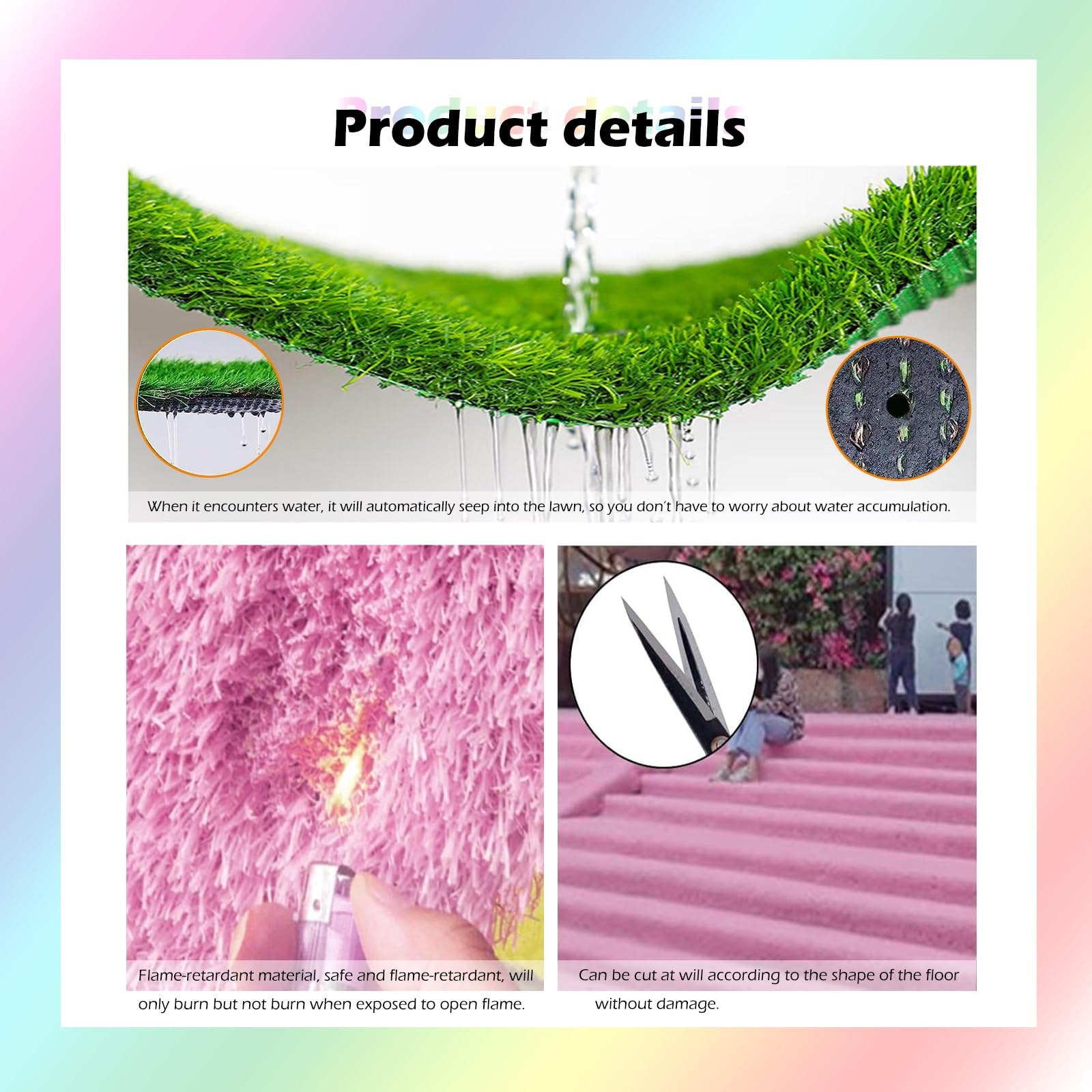 Tappeto In Erba Sintetica Di Alta Qualità Rosa Tappeto Da Giardino Per Esterni Tappeto Da Giardino In Erba Sintetica Ad Alta Densità Per La Tua Festa O Decorazione Di Nozze(39x59IN)