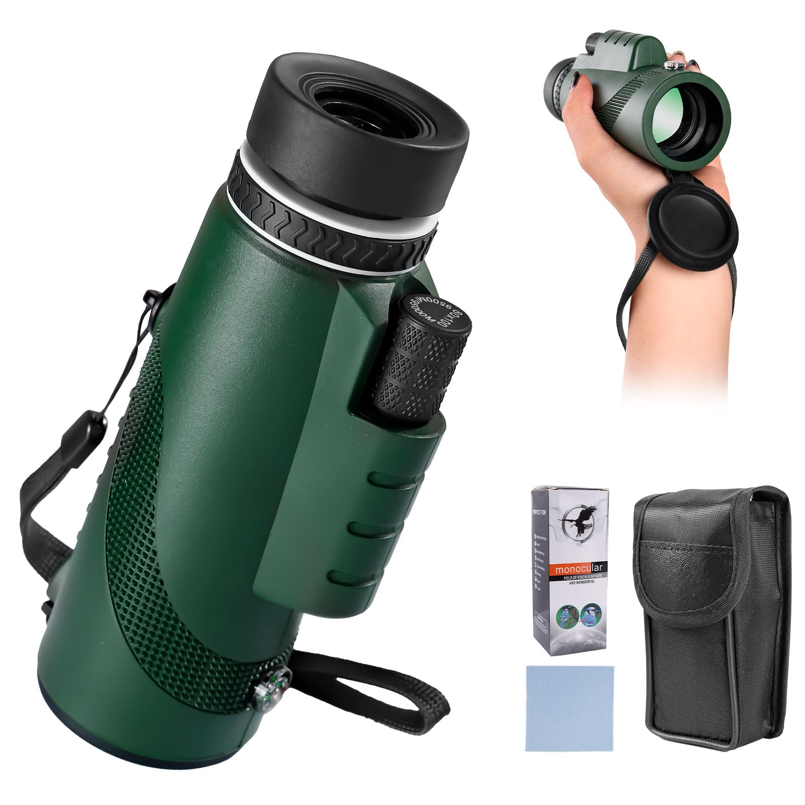 High Powered Monocular 8×42 – HD BAK4 Prism Waterproof for Men Women, Hunting Hiking Travel
