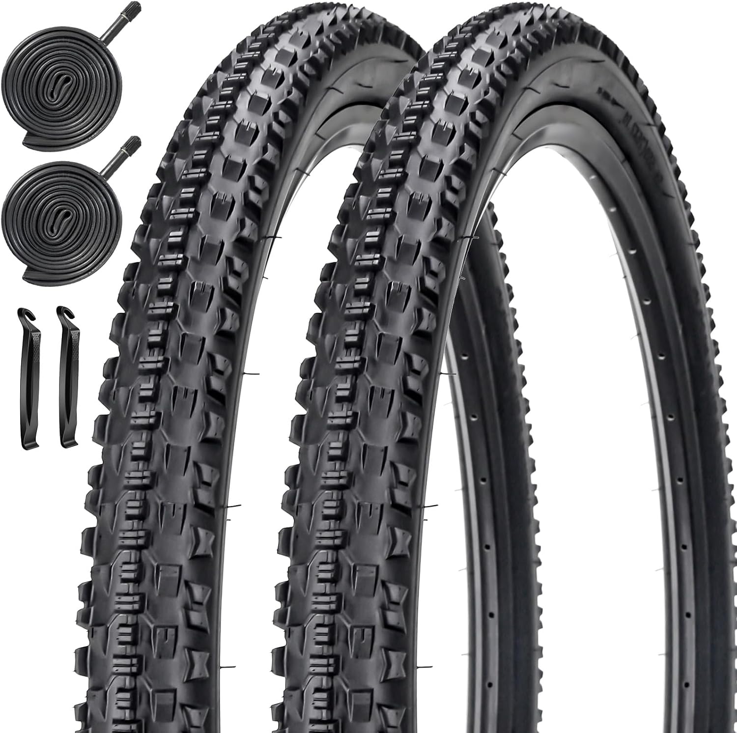 2 Pack 26 x 2.10/27.5 x 2.10 Bike Tires with 2 Inner Tubes and 2 Tire Levers Folding Bike Tires Fit for 26/27.5 X 1.95/2.10/2.125 Mountain Bike Beach Cruiser Bike City Urban Bicycles Bikes