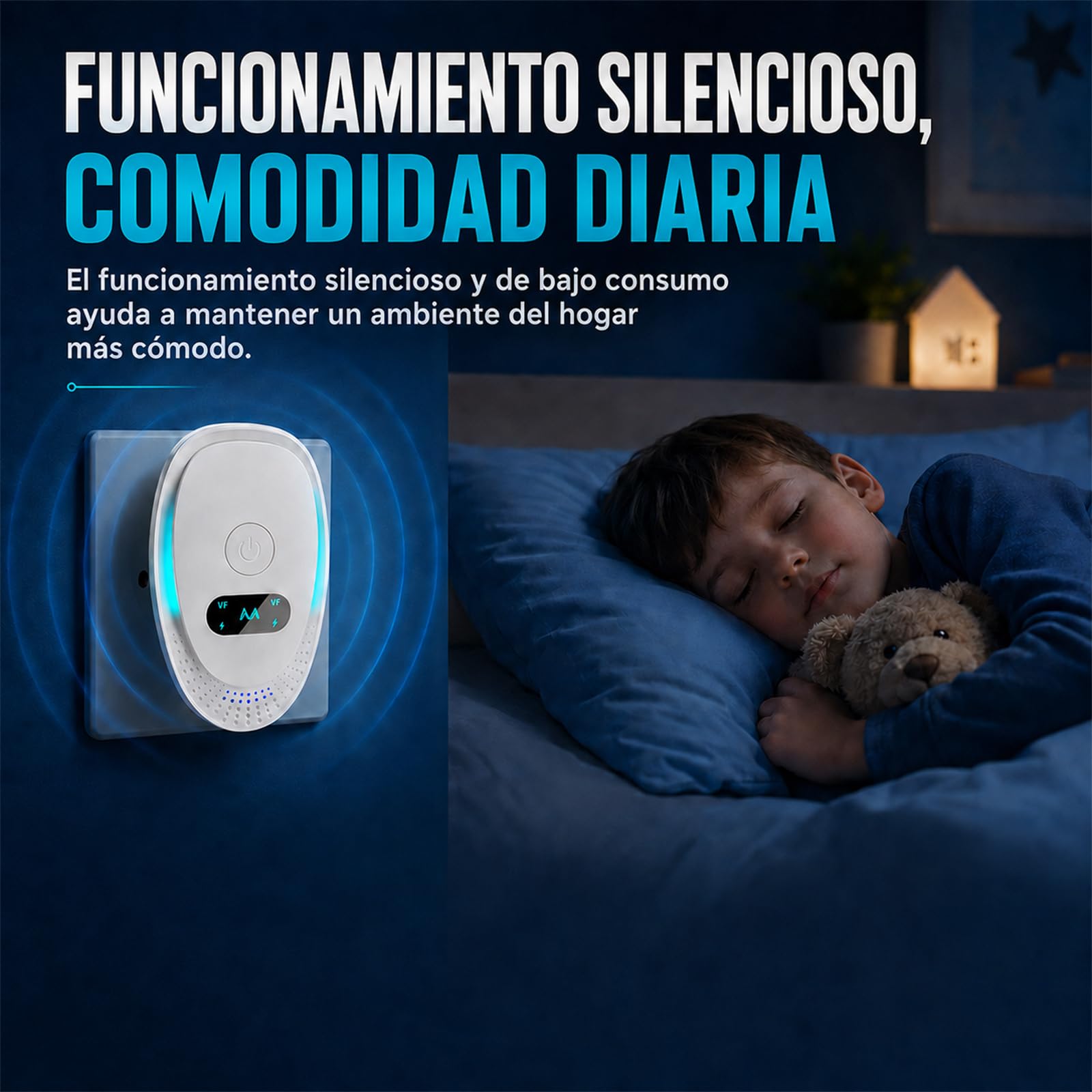 Ultrasónico Repelente de Insectos y Roedores, Dispositivo Eléctrico Antiparasitario para Hogar, Elimina Mosquitos, Cucarachas, Hormigas, Arañas, Moscas y Ratones, Uso Interior (6 Unidades)