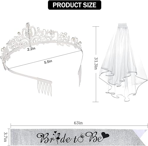 Miniatura 4 de Corona de cristal + banda de novia + velo, regalos de despedida de soltera, decoraciones de despedida de soltera, velo de boda, velo de despedida de
