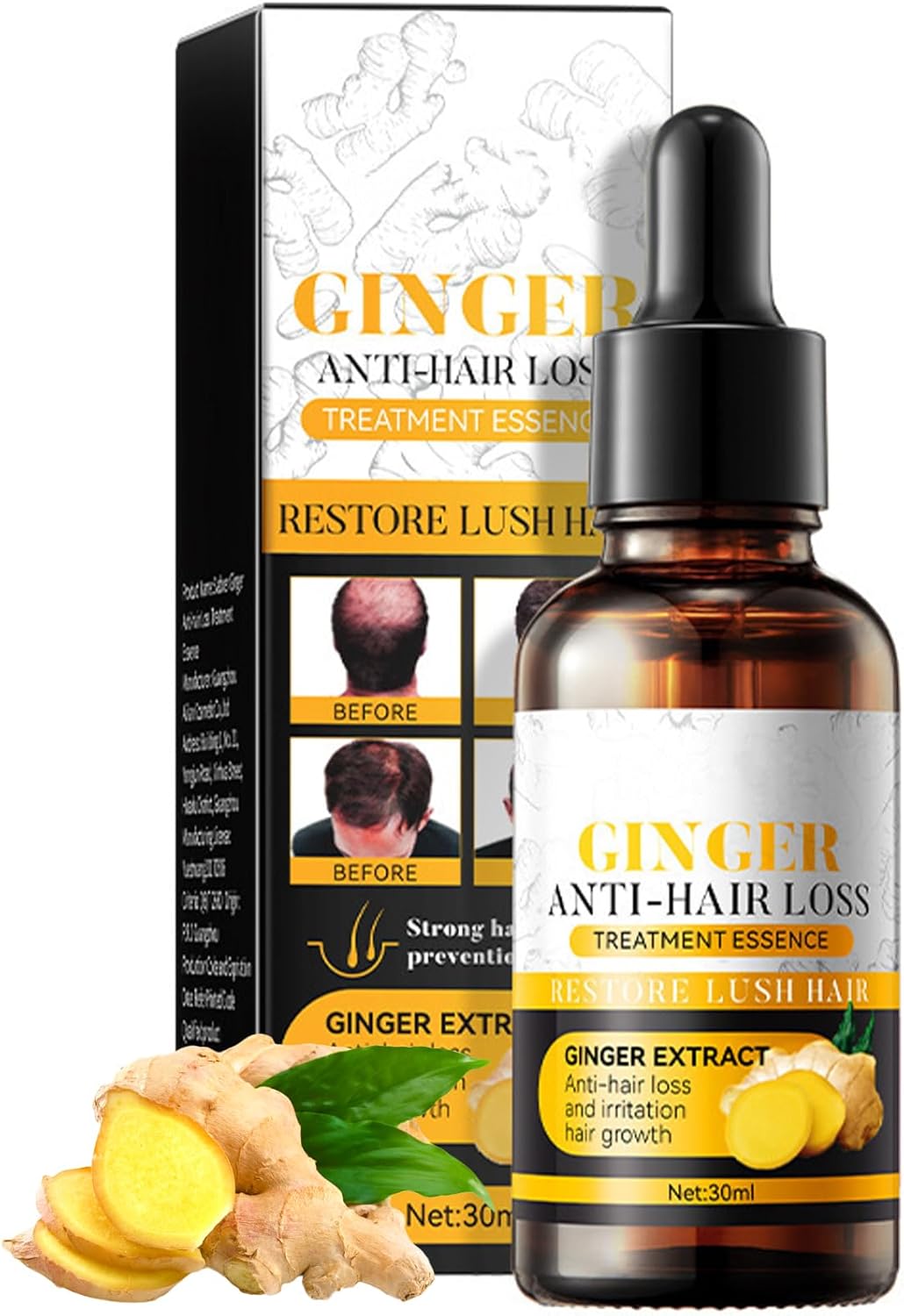 Ginger AntiHair Loss Oil 30ml Strong Root Fixation Ginger Organic
