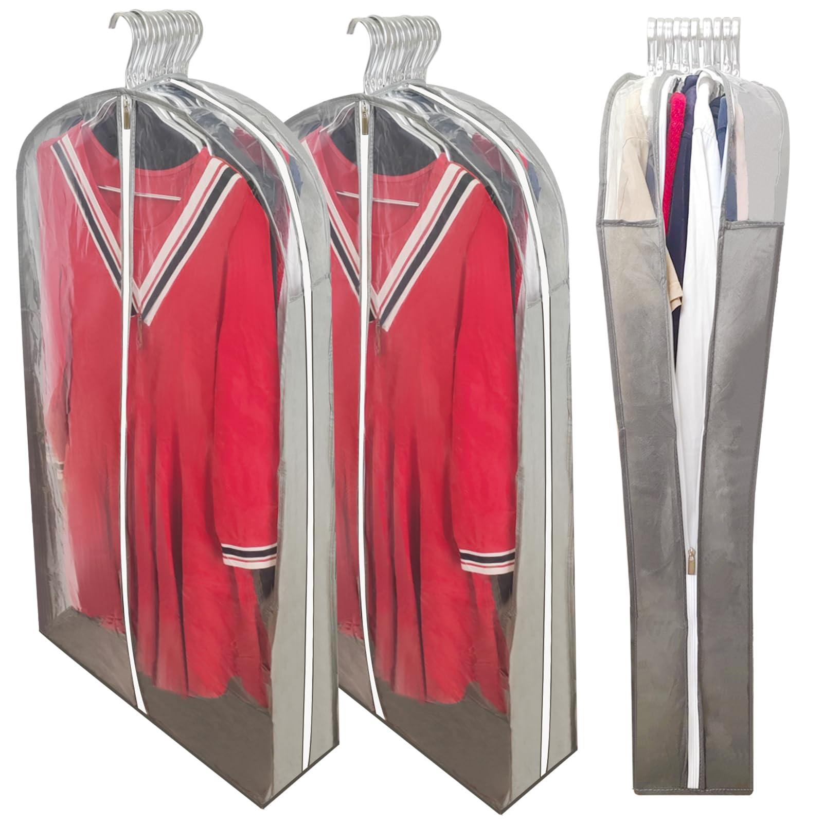 Dress Bags for Gowns Long with 6 3 Gusset 50 Clear Long Garment Bags for Hanging Clothes Dresses