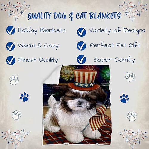 Miniatura 2 de 4th of July Fireworks Shih Tzu Dog Blanket - Lightweight Soft Cozy and Durable Bed Blanket - Animal Theme Fuzzy Blanket for Sofa Bed Couch