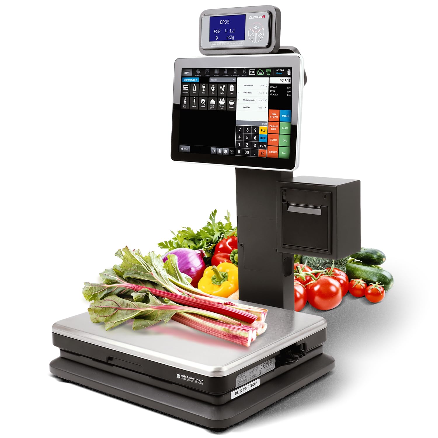 Olympia WK1 Kassensystem mit Waage – POS-Registrierkasse für Handel, Produktbeschreibung