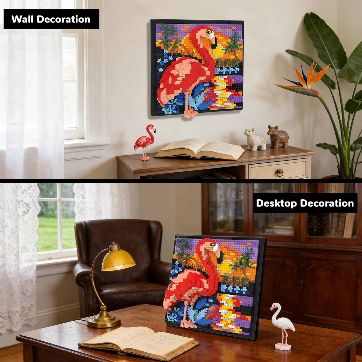 Flamingo Bird Animal 3D Wall Art Micro Mini Building Blocks Set, Unique Home Wall Decor or Table Display, No Compatible with Lego, Ideal Gift Toy for Adults & Boys Girls 14+ (1319 PCS)