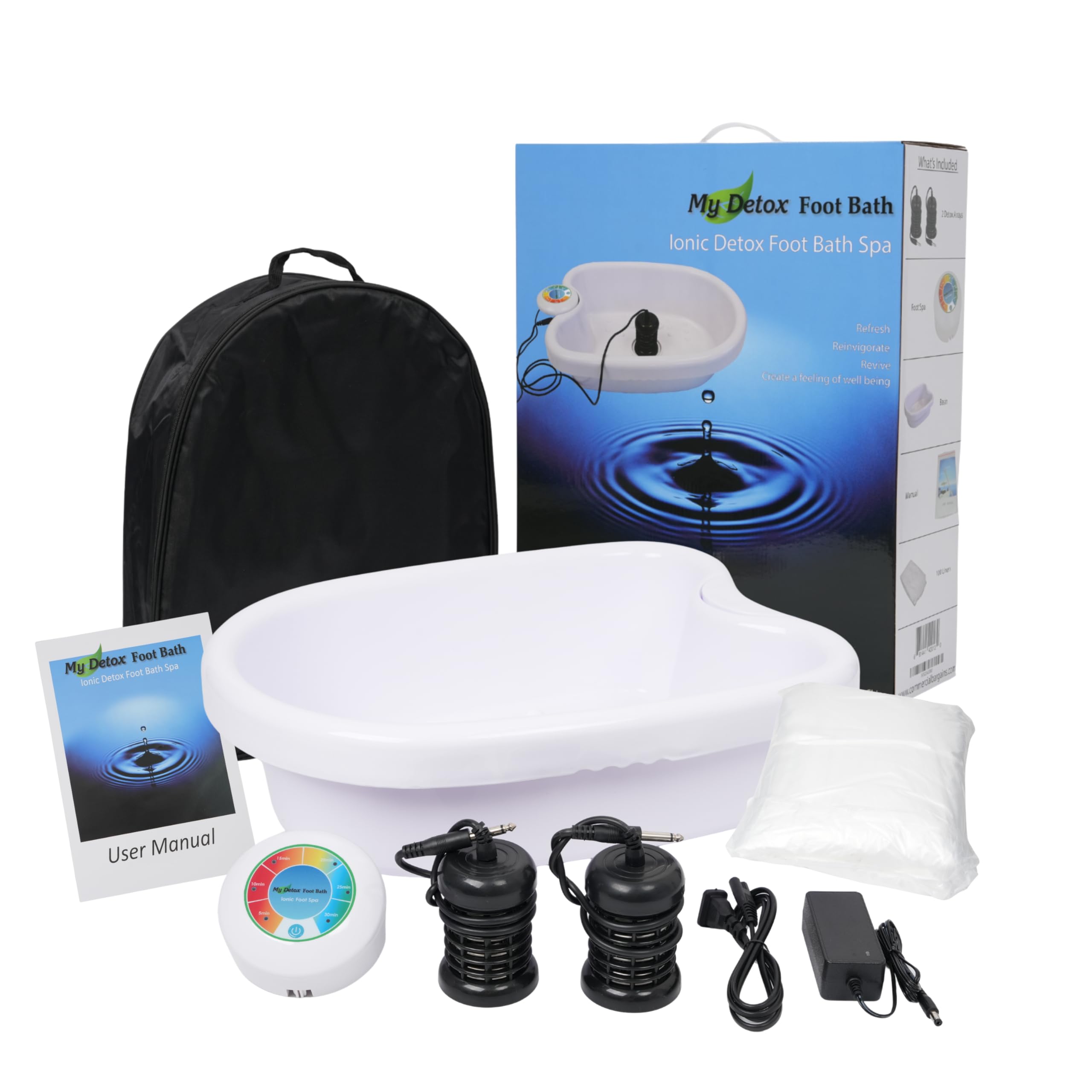 Ionic Foot Bath Detox Machine Premium Ion Foot Spa for Home Use Includes Basin, 2 Ion Arrays, & Accessories