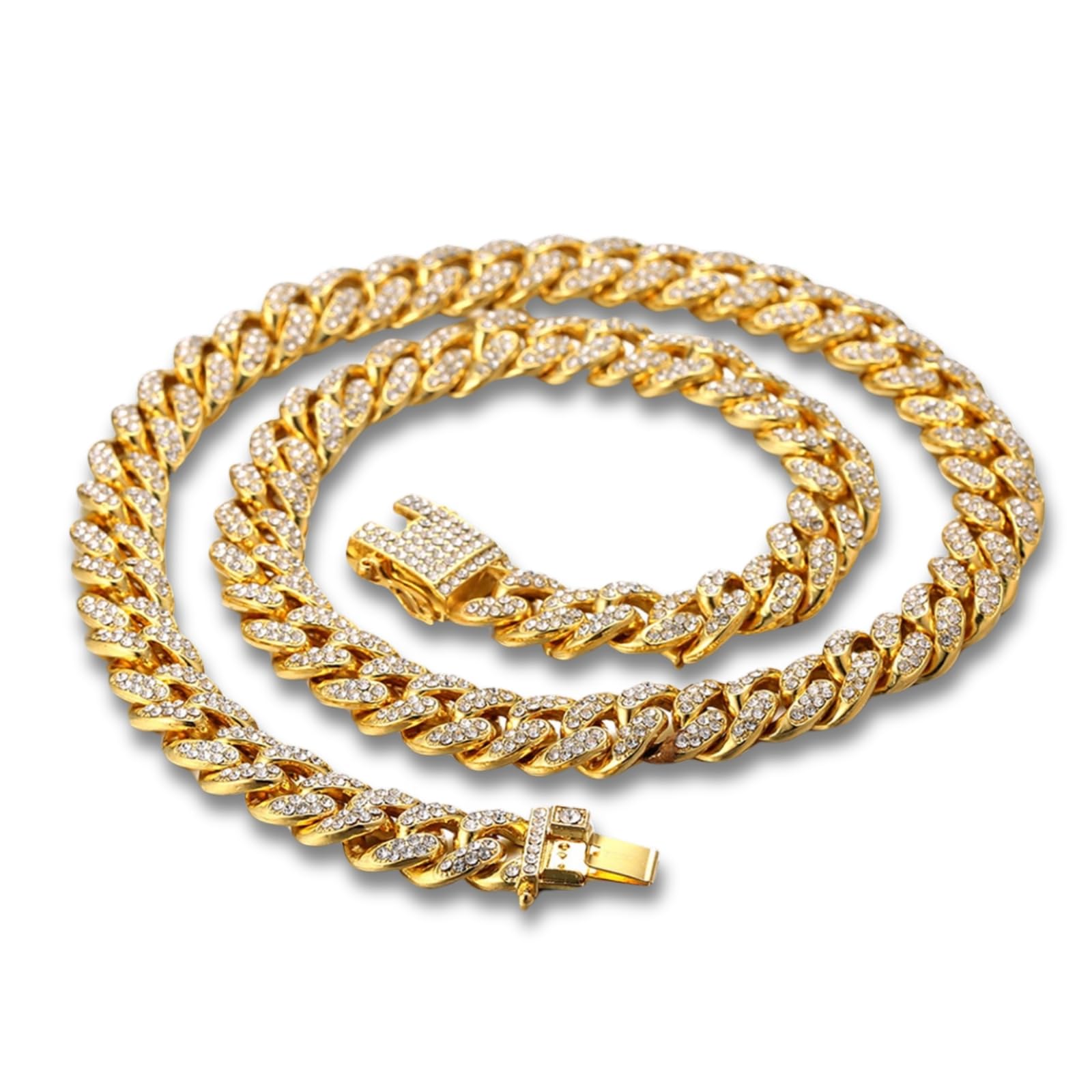 HALUKAKAH Chaîne à Maillons Cubains Bébé Tout-petit – TYCOON JUNIOR – Enfant Collier Plaqué Or 18K/Or Blanc Platine Petite Taille,Diamants de Laboratoire Sertis à Main,pour 2-5 Ans,avec Boîte Cadeau