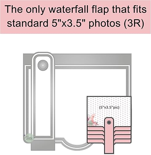 Miniatura 3 de Matty's Crafting Joy Juego de 5 troqueles rectangulares con solapa en cascada, troqueles de corte de metal para álbumes de recortes y diarios,