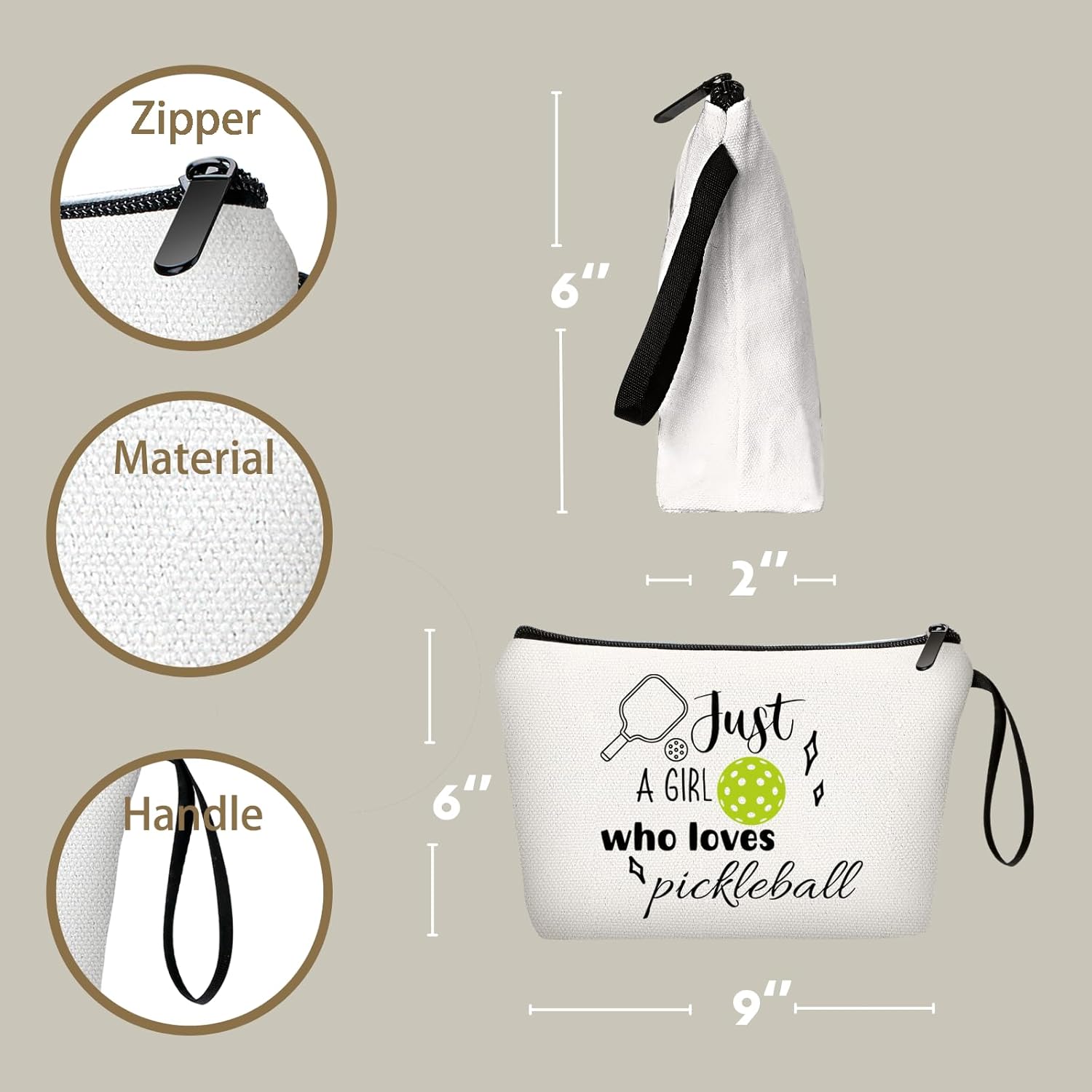 Pickleball Birthday Gifts for Team Club Girl Daughter Friendship Womens Lovers Sister Friends Small Cosmetic Makeup Bag - Image 3