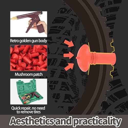 Miniatura 8 de Kit de reparación de neumáticos con enchufes, kit de tapones de neumáticos de hongo, kit de parche de neumáticos profesional resistente sin cámara