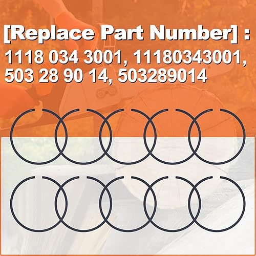 Miniatura 2 de Mtanlo Anillos de pistón de 1.811in para Stihl 028 029 034 MS191 MS290 BR400 SR400 Part 11180343001, 10 anillos de pistón