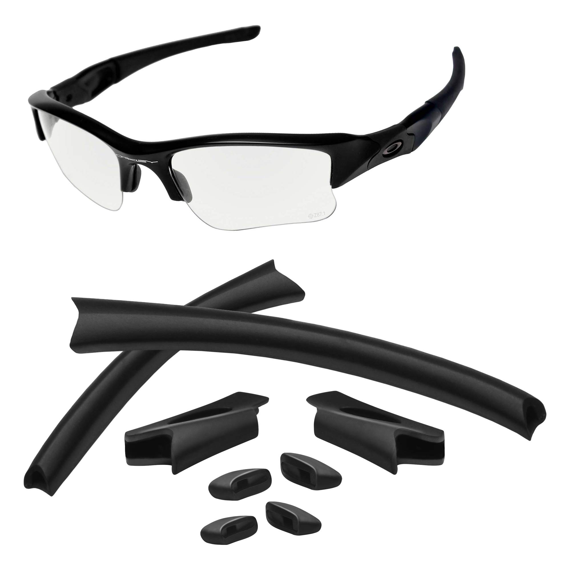 AOZAN Replacement Earsocks & Nose Pads For Oakley Flak Jacket/Flak Jacket XLJ Sunglasses - Black