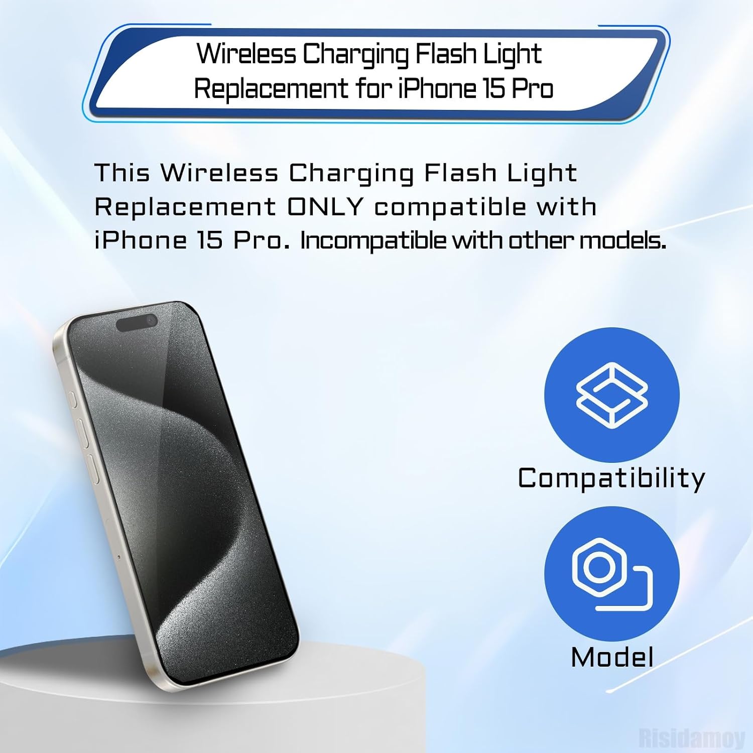 NFC Chip Wireless Charging Flash Light Replacement for iPhone 15 Pro Wireless Charging Panel Coil Sticker Flex Cable Replace Flashlight Part Fix Repair for iPhone 15pro A2848 A3101