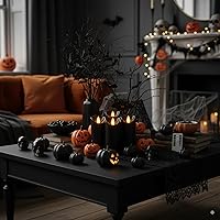 Vista 5 de Homemory Velas negras sin llama, velas de Halloween, velas que funcionan con pilas, velas LED de pilar con control remoto y temporizadores, juego