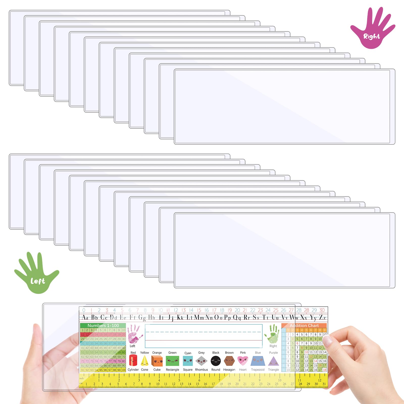 Meetory 25 Pieces 9.5" x 3.4" Clear Nameplate Pocket Thickened Self-Adhesive Desk Name Tag- Covers for School Classroom Desk, Office Supplies, No Residue(NOT Include Name Tags)