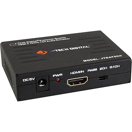 J-Tech Digital Premium Quality 1080P HDMI To HDMI + Audio (SPDIF + RCA Stereo) Audio Extractor Converter (JTDAT5CH)