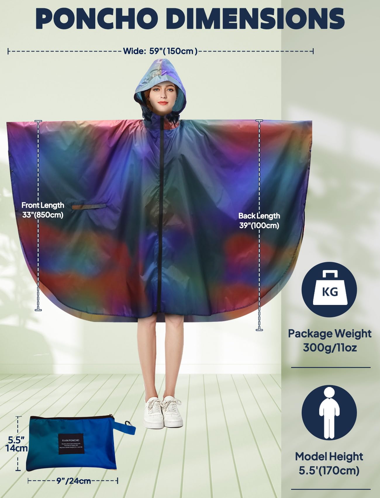 ANYOO Impermeabile Poncho Mantella Pioggia Donna Leggero e Portatile Impermeabile con Cappuccio, Ideale per Campeggio all'aperto Escursionismo Sopravvivenza