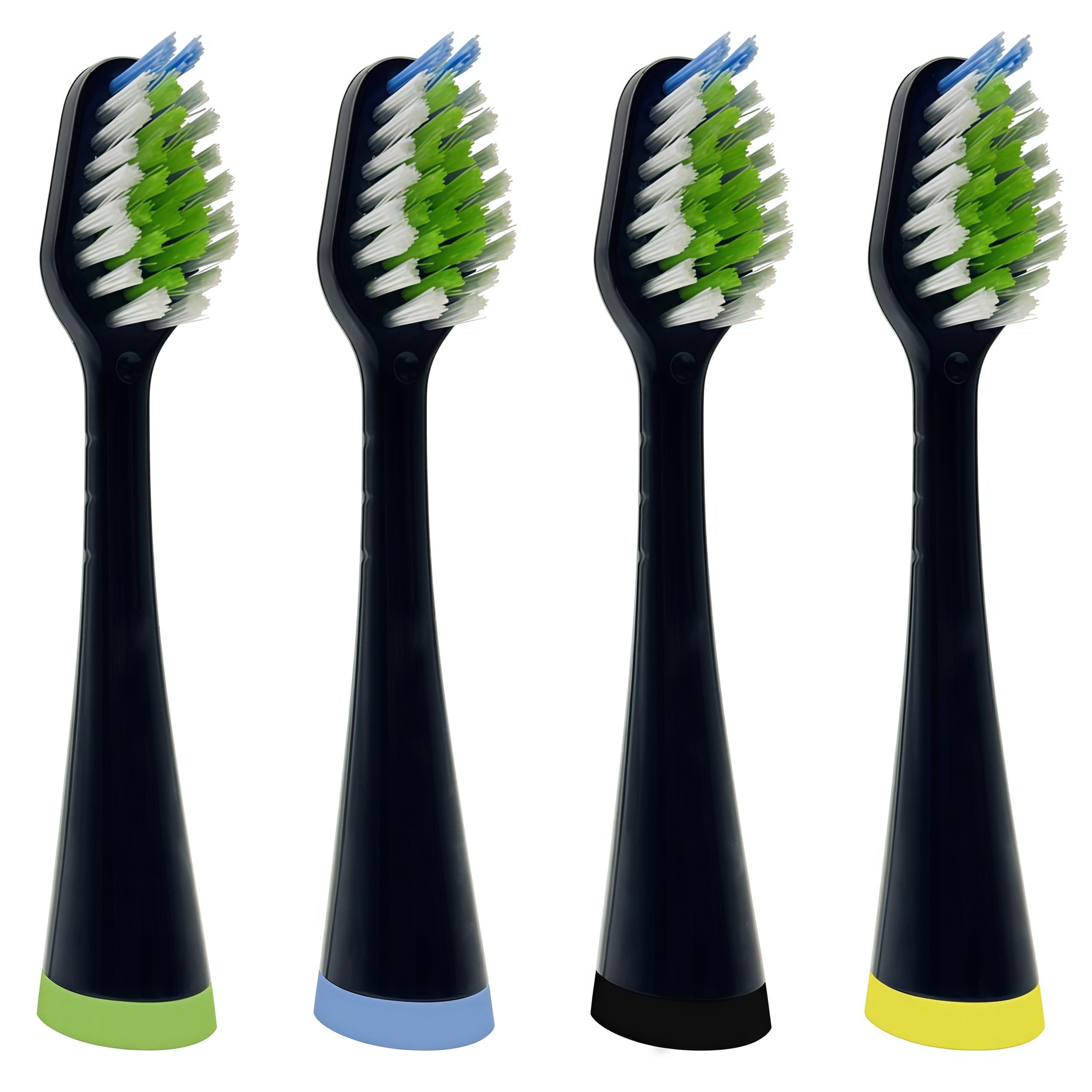 Cabezales de repuesto para cepillo de dientes Waterpik Complete Care 5.0/9.0, paquete de 4 | Negro, con tapas, compatible con Waterpik Complete Care 5.0(WP-862, WP-872, WP-877, WP-882, WP-892) y 9.0 (CC-01CD012-2)