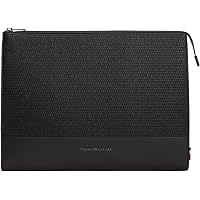 Tommy Hilfiger Uomo Borsa Laptop Woven con Zip, Nero (Black)