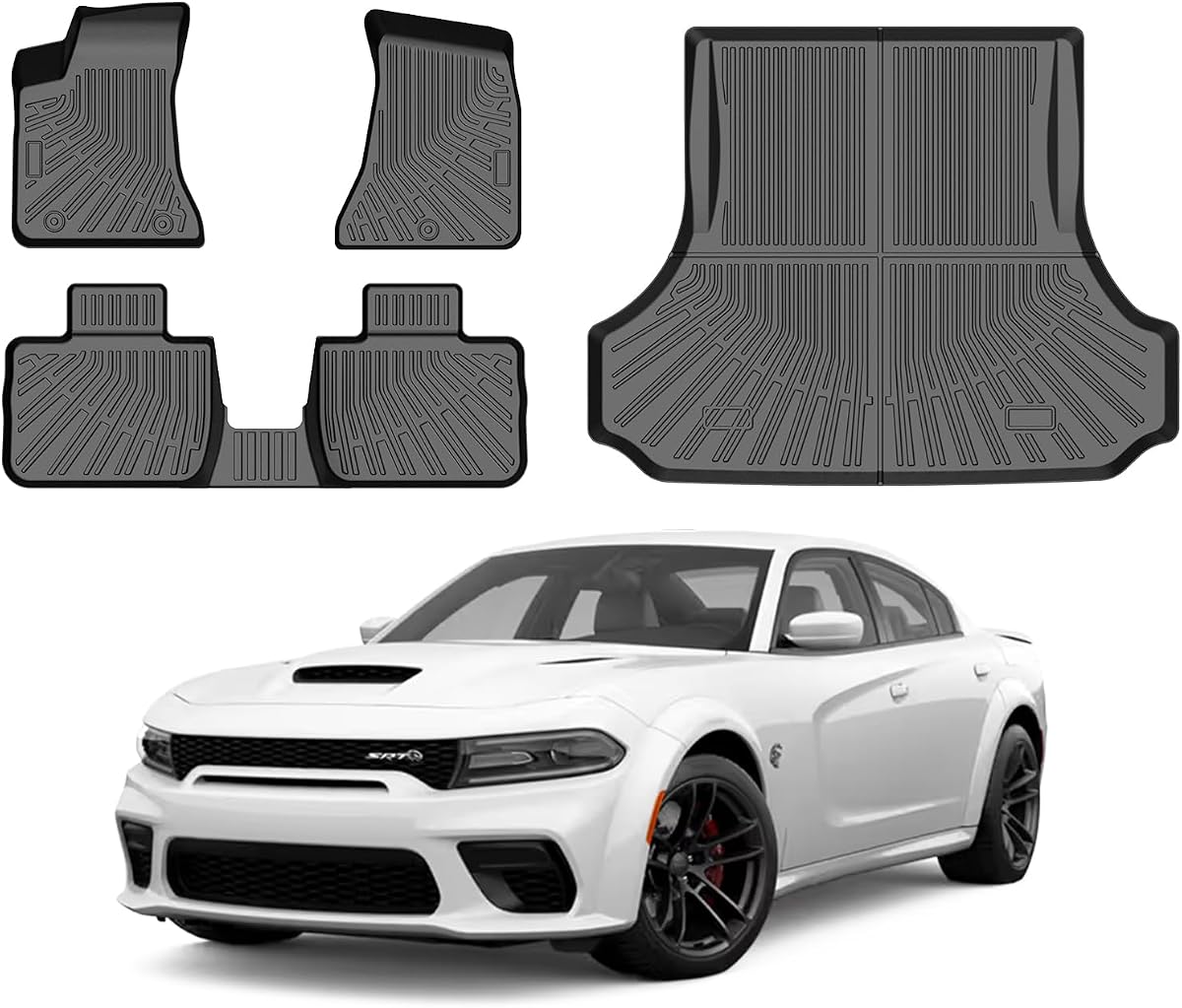 Alfombrillas para cargador – Alfombrillas de coche para Dodge Charger RWD/Chrysler 300 RWD 2011-2023, juego completo de alfombrillas para todo tipo de clima y forro de carga para accesorios de cargador, resistente al agua, color negro