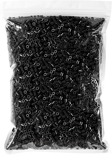 Fuse Beads - 6000 cuentas negras de hierro de 0.197 pulgadas (0.197 in), cuentas de Perler compatibles con cuentas Hama, color negro