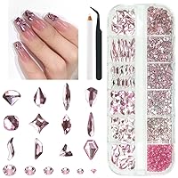 Vista 14 de 2052 piezas de pedrería dorada para uñas, 72 piezas de formas múltiples de cristal con base plana champán dorado + 1980 piezas de cuentas redondas