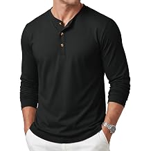 Cotrasen Mens Long Sleeve Henley Shirt Soft Polyester Moisture Wicking UPF 80+ Casual Basic Tee