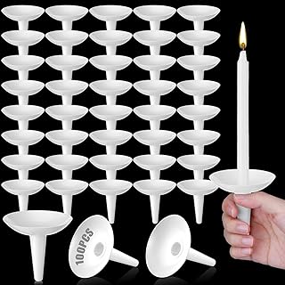 100 Pcs Candlelight Service Bulk, Church Vigil Plastic Candle Holders, Candlelight Service Drip Protectors Convenient for Church, Vigil, Memorial, Christmas Eve, Wedding, Party Candles