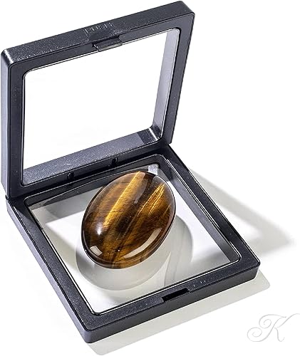 Miniatura 2 de KALIFANO Piedra de palma de ojo de tigre con efectos curativos y calmantes - Ojo de Tigre de alta energía con tarjeta de información - Cristal de