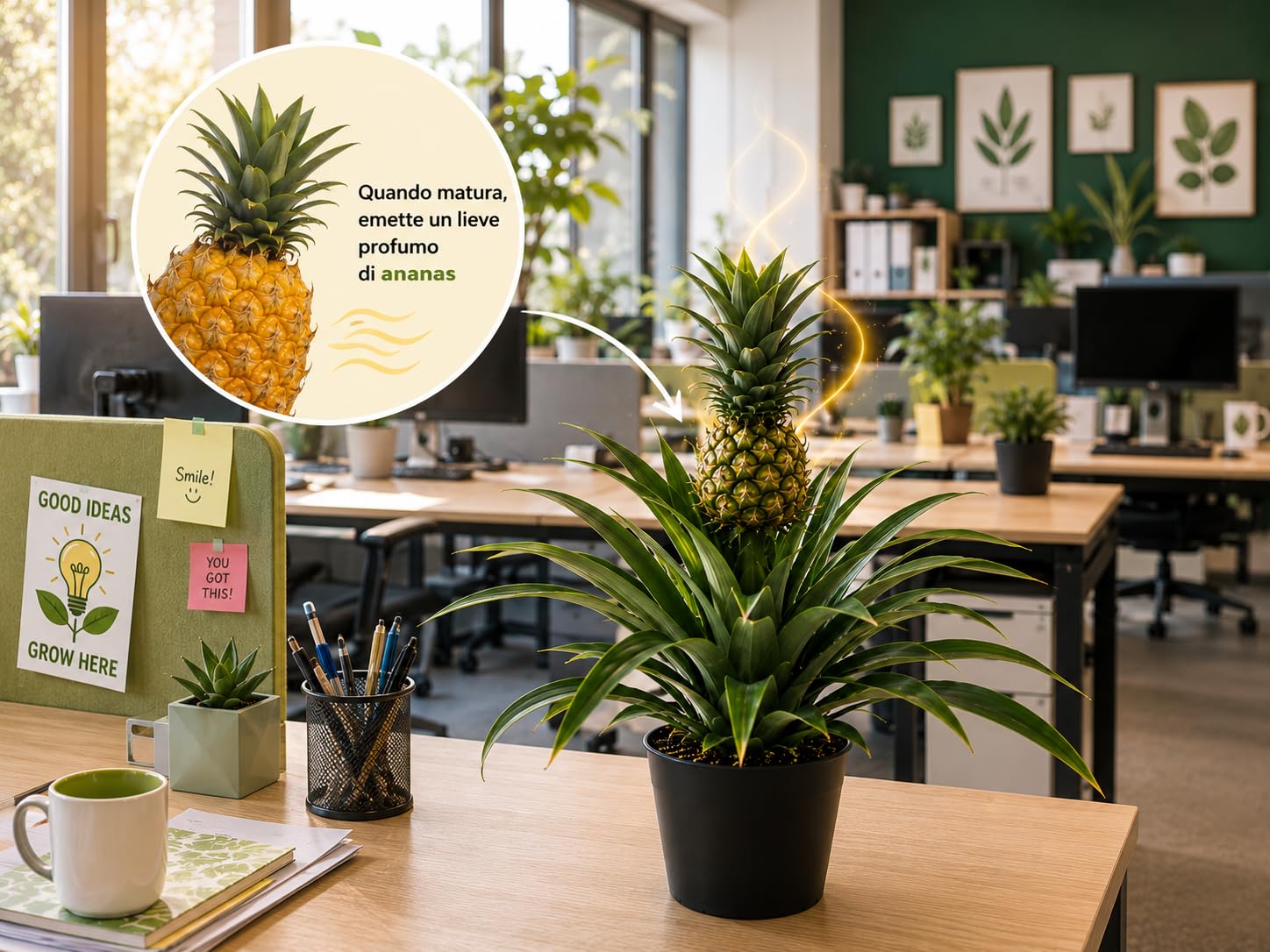 POWERS TO FLOWERS - PIANTA DELL' ANANAS, 2 PIANTE, CON FRUTTO, Piante Vere