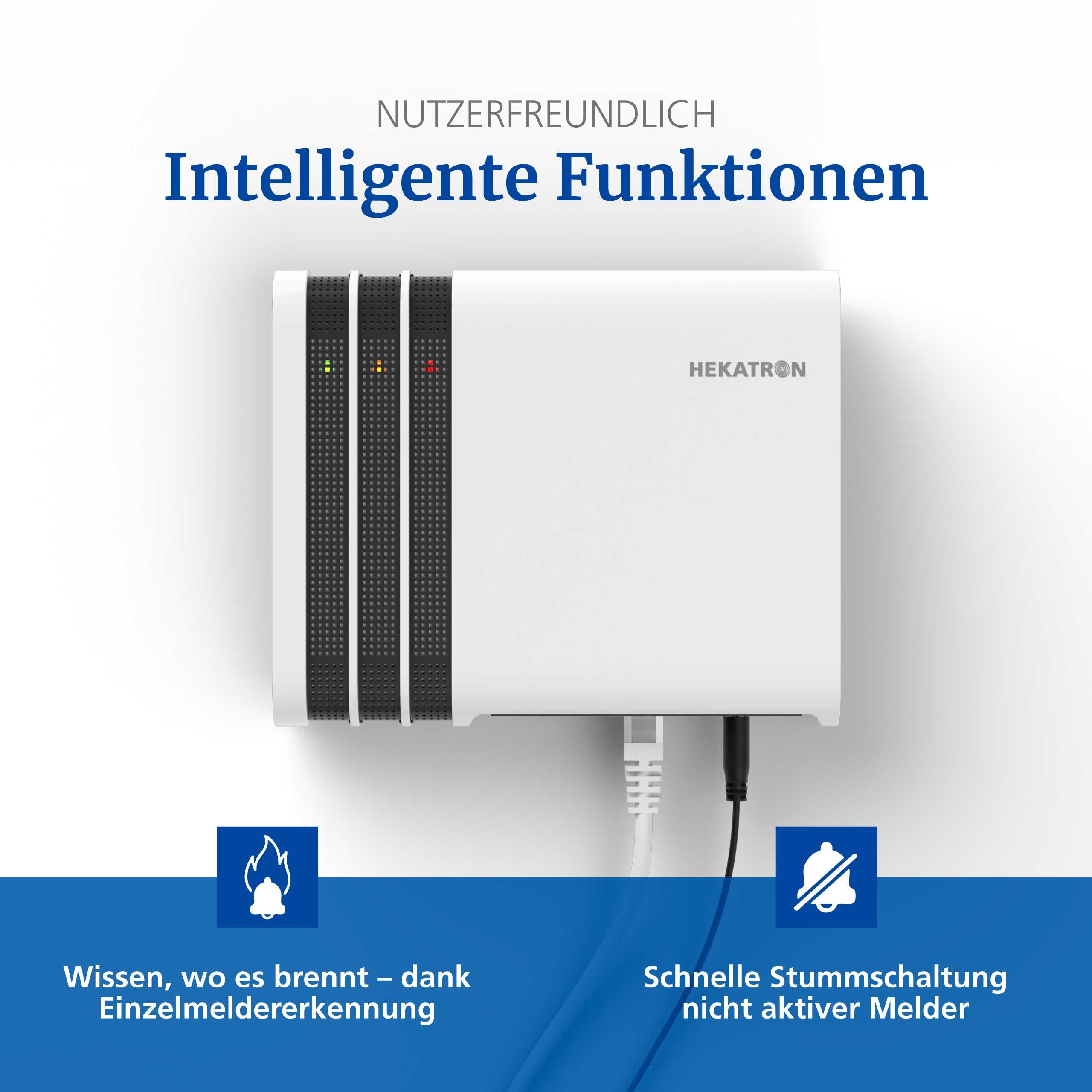 Hekatron Genius Port – brama radiowa do czujników dymu Genius Plus X | Niezawodne przekazywanie alarmu na mobilne urządzenia końcowe, łatwa instalacja