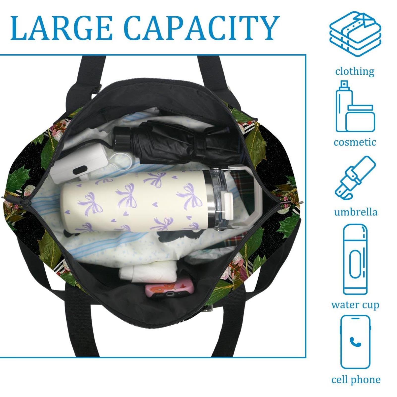 Reisetasche, rosa Schleifen, Blätter, erweiterbar, Wochenende, Übernachtung, wasserdicht, Sport, Fitnessstudio, Krankenhaustasche, Mehrfarbig 1, Eine Größe, Reisetasche