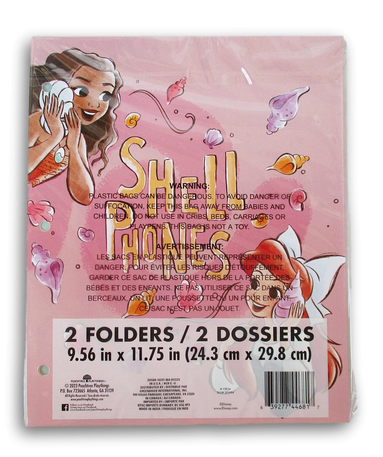 Princess Folders Pacote com 2 - Ariel, Tiana, Moana, Belle