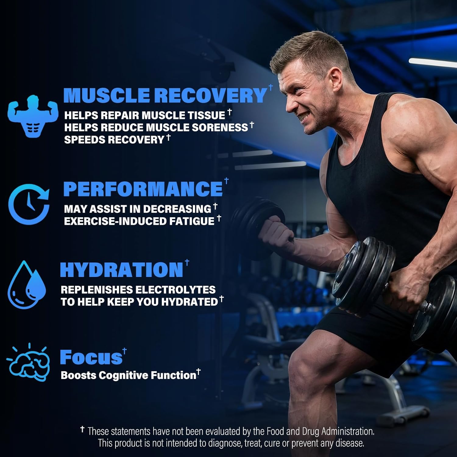 EAA Gummies - 2:1:1 BCAA Formula (8300mg) - Essential Amino Acids for Muscle Recovery & Endurance - Non-GMO, Gluten Free, Sugar Free, Vegetarian, Blue Raspberry Flavor - 90 Count
