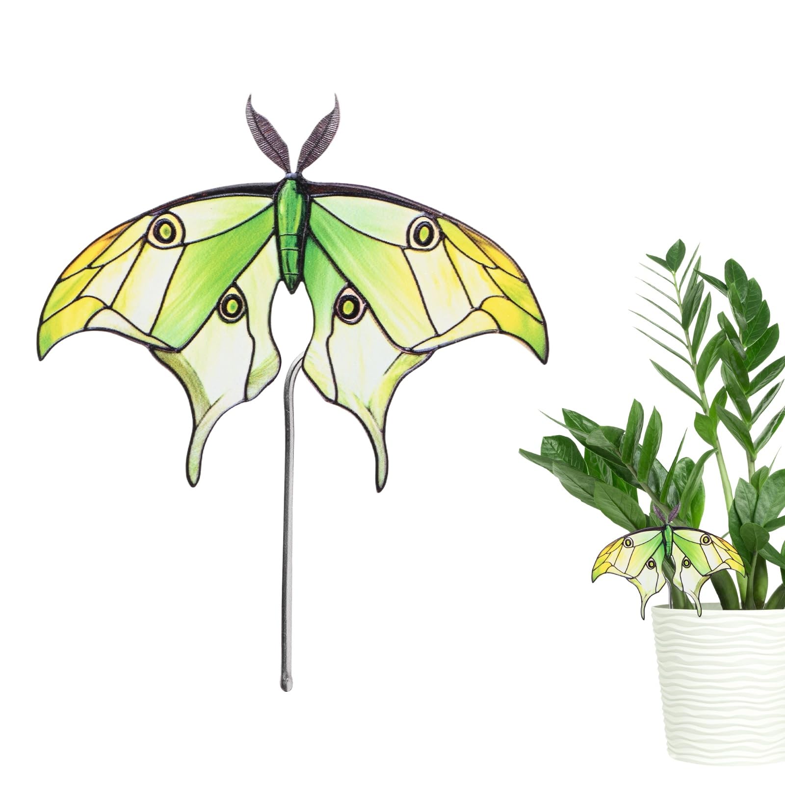 M METERXITY 1-Pack Caterpillar Flower Pot Huggers, 2.9" Acrylic Caterpillar Garden Stakes for Planter Hanger Decor/Bonsai Ornaments Edge Accessories, Cute Animal Statue [Butterfly 5]