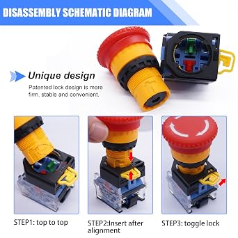 Taiss Latching Red Mushroom Emergency Stop Switch 440V 10A 1NC 1NO and Red Green Momentary Push Button Switch 440V 10A 1NC 1NO combination Station Box hz-11ZS-GR