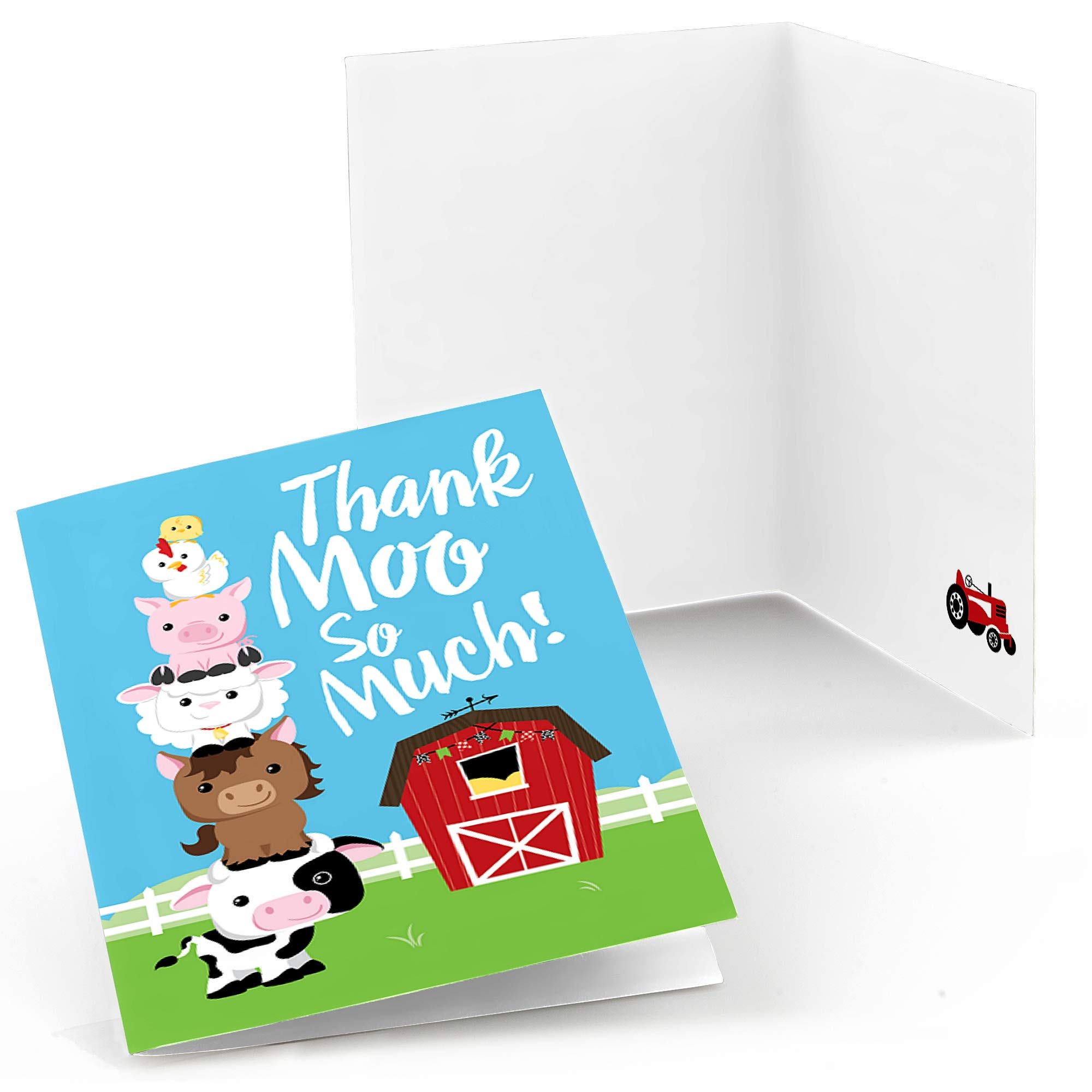 Big Dot of Happiness Farm Animals - Baby Shower or Birthday Party Thank You Cards (8 count)