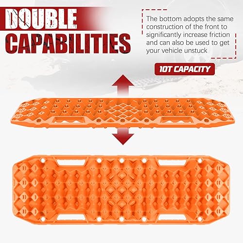 Miniatura 8 de BUNKER INDUST Tablas de tracción todoterreno con base de gato, 1 par de alfombrillas de recuperación para tracción de neumáticos de 4 x 4 Jeep Truck