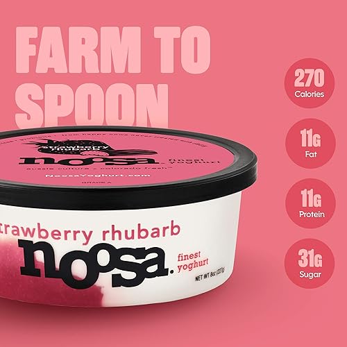 Miniatura 2 de noosa Yogur ruibarbo de fresa 8 onzas probiótico yogur de leche entera fresas reales ruibarbo sin ingredientes artificiales sin gluten