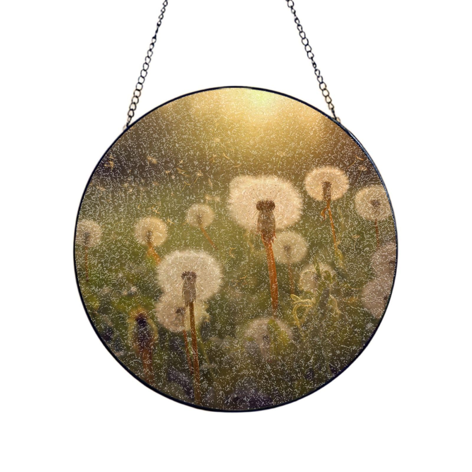 Phayah Dandelion Print Stained Glass Window Hanging Sun Catchers Decoration Mother'S Day Birthday Gifts For Home Garden Porch 4in（10cm）