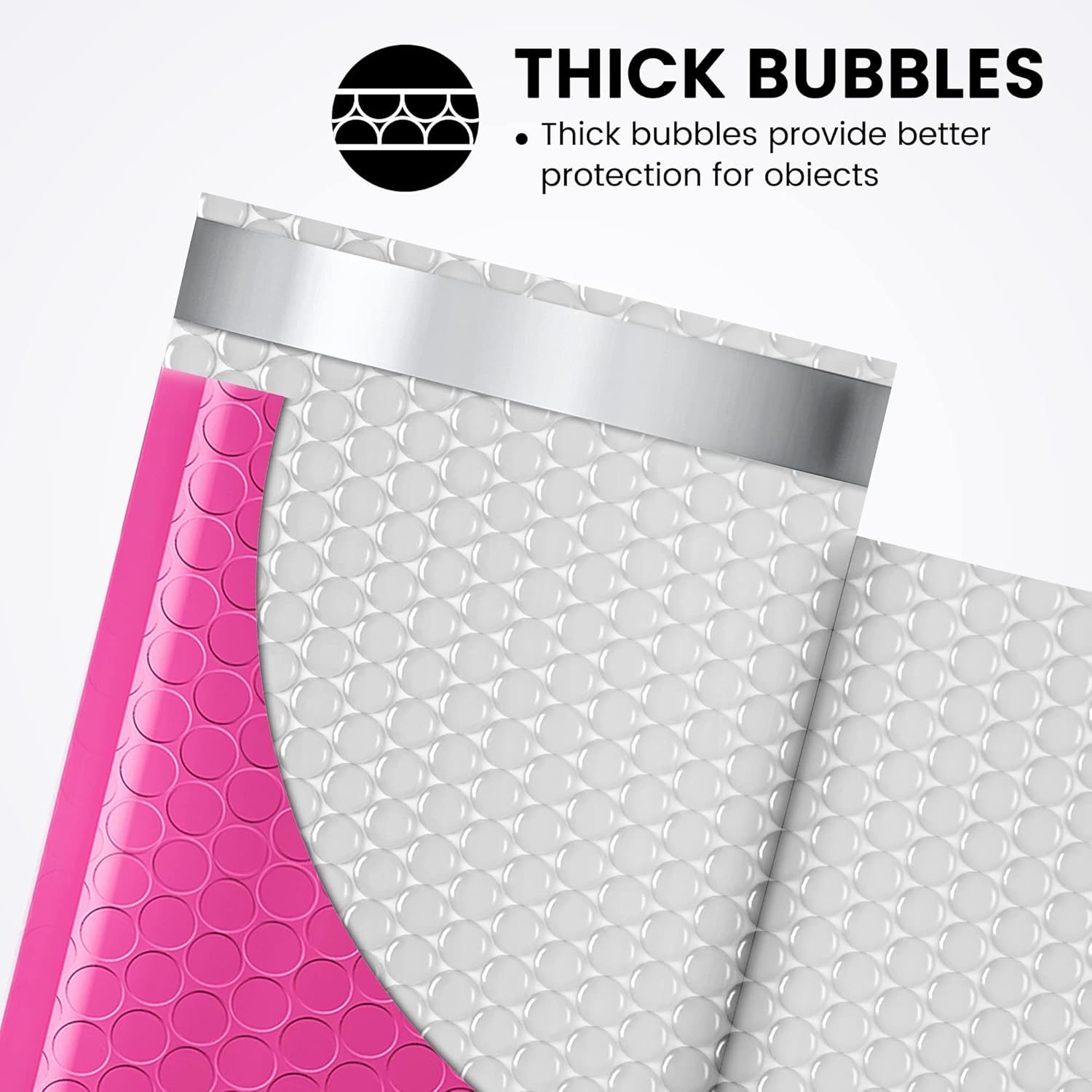 Fuxury Pink Bubble Mailers 4x8" 200 Pack Usable Size 4x7" Waterproof Padded Envelopes Self Seal Bubble Envelopes Padded Mailers for Small Business Envelope Mailers - Image 3