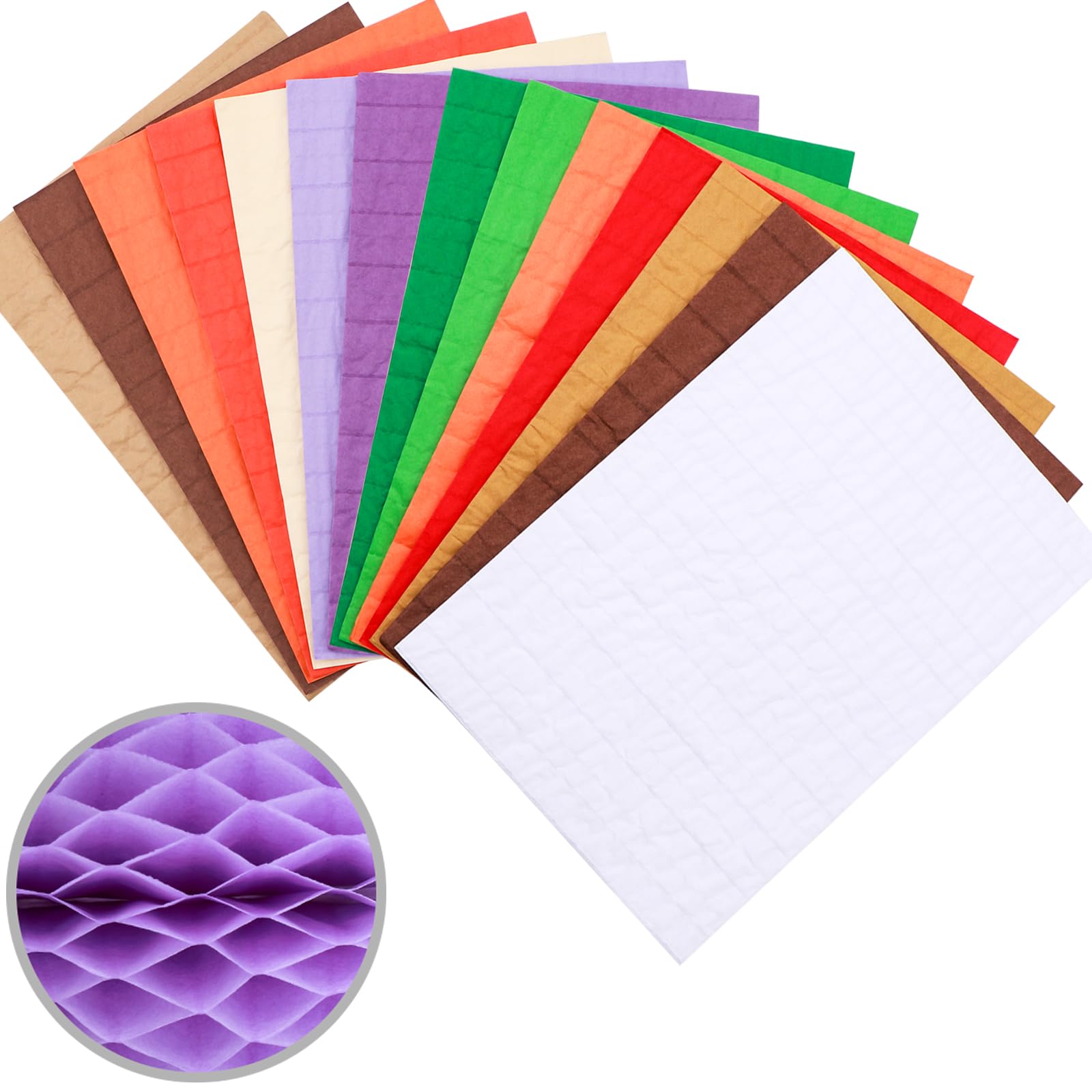 14 Pcs 8.3x5.8inch Honeycomb Paper Craft Pads for DIY 3D Craft and Pop-Up Cards, Assorted Colors Honeycomb Tissue Paper Pad for Cardmaking Embellishments Arts Supplies, 30 Layers Mini 2cm Glue Line