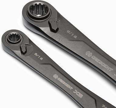 الهلال 2 قطعة X6TM 4 في 1 أسود أكسيد سبلاين Ratching SAE Wrench Set - CX6DBS2