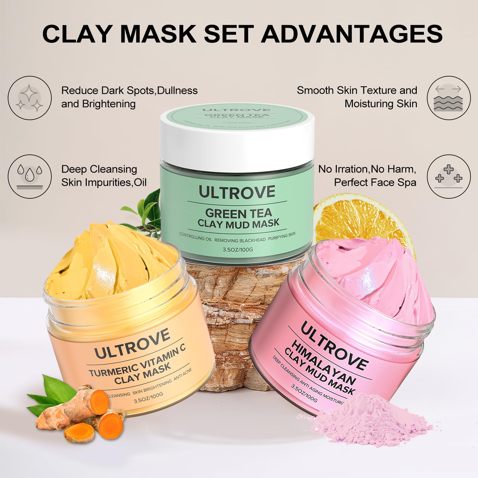 Ultrove 3-in-1 Clay Mask Set for Face, 33.33 g (Pack of 3) - Image 3
